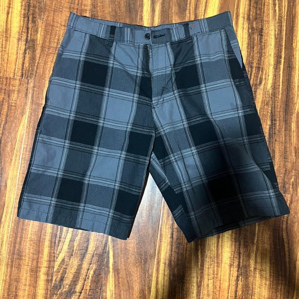 Grey and black plaid Burnside shorts